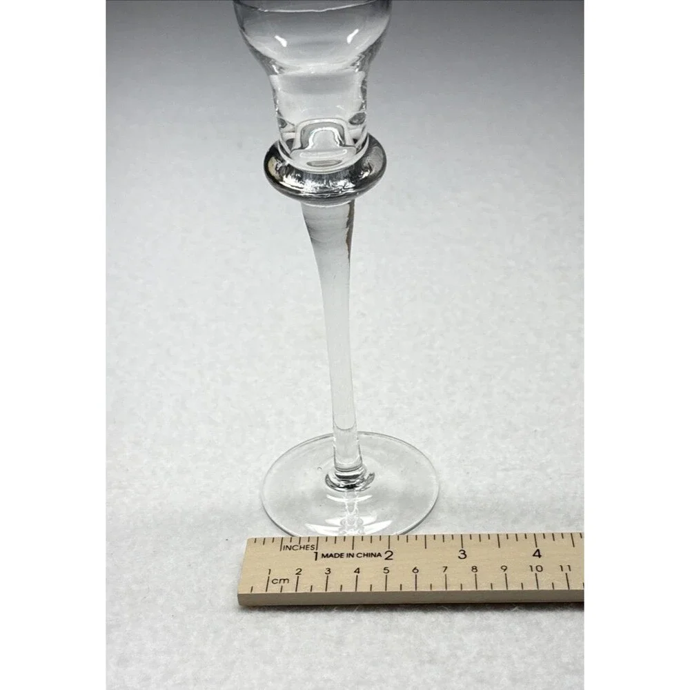Clear Glass Long Stem Taper Candle Holders Candlesticks Set of 3 Vintage